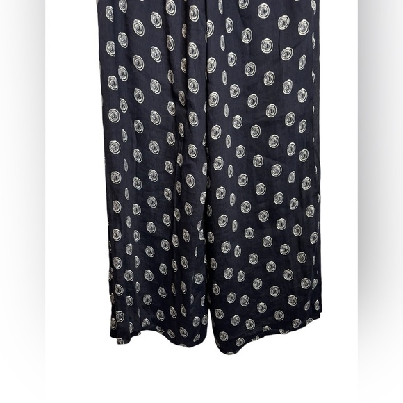 Vintage Platinum Dorothy Schoelen Navy Wide Leg Linen Blend Abstract Pant Size 6 - Picture 9 of 12